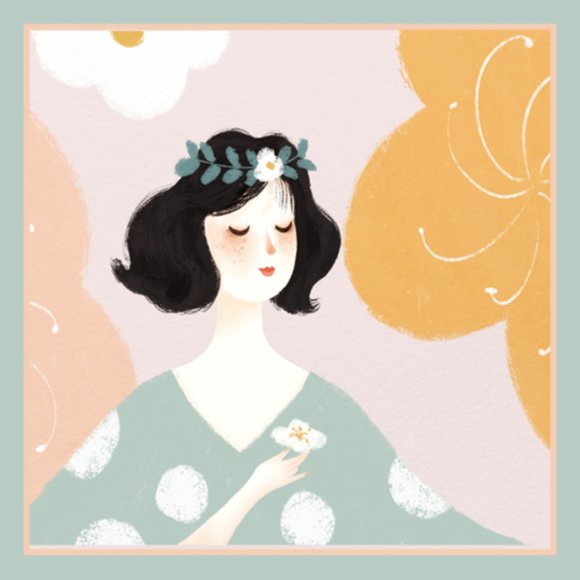 Vintage Accessories - Art illustration Girl Silk Scarf